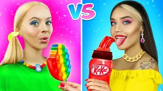 ¡Desafío gelatina de miel! ¡Preparatoria VS comida para adolescentes! Guerra por RATATA CHALLENGE