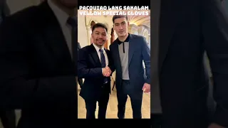 Manny Pacquiao only wears a special yellow gloves at Saudi arabia Gala night with other boxer