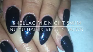 Cnd shellac midnight swim over acrylic