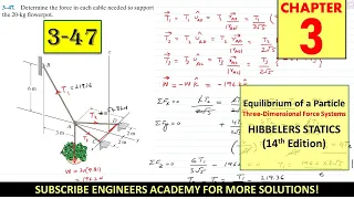 3-47 | Chapter 3: Equilibrium of a Particle | Hibbeler Statics 14th ed | Engineers Academy