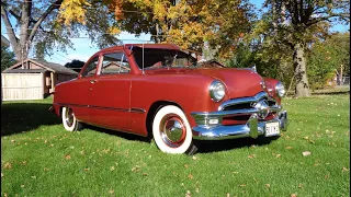 1950 Ford Custom Deluxe Club Coupe in Red & Ride on My Car Story with Lou Costabile