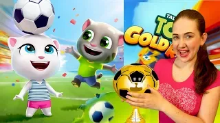 Футбольный забег в игре мой говорящий котик Том бег за золотом! Футболист Том против Супер Анджелы!