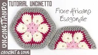 Crochet Tutorial - Hexagonal African Flower (English and Spanish subtitles)