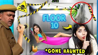 LIVING IN THE ELEVATOR FOR 24 HOURS 😱 *Gone Haunted*