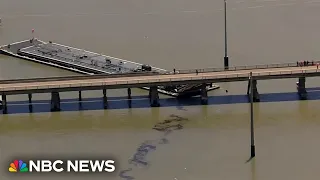 Ship hits bridge in Galveston, Texas, creating oil spill