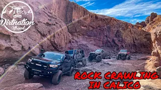 Tacoma, Jeep Jk, and 2 monster yotas crawling in Calico! Odessa and Doran Canyon Loop!
