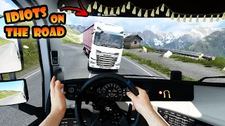 IDIOTS on the road #90 - Alpine road CHAOS | Funny moments - ETS2 Multiplayer Real Hands