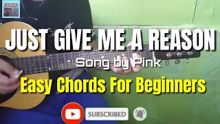 HOW TO PLAY, Pink, Just Give Me A Reason, (EASIEST GUITAR CHORDS FOR BEGINNERS)