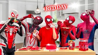 PRO 5 SUPERHERO TEAM || Hey ALL Spider-Man , Today is RED COLOR DAY !!! ( Funny Action Real Life )