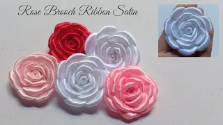 DIY How to Make Rose Brooch With Satin Ribbon | Cara Membuat Bros Bunga Mawar Dari Pita Satin