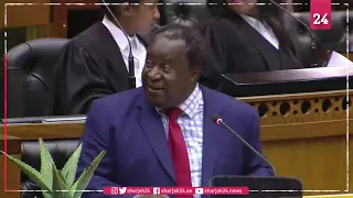 South African Finance Minister Mboweni arrives for budget speech