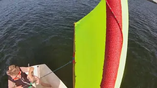 Small dinghy and small crab claw sail in action (RoSSY project; Time-lapse with 1s interval)