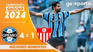 GRÊMIO 4 X 1 GUARANY DE BAGÉ  | MELHORES MOMENTOS | CAMPEONATO GAÚCHO 2024 | ge.globo