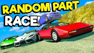 AWFUL Random Part Mod Mountain Race with Super Cars! (BeamNG Drive Chases & Crashes)