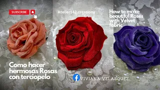 How to make beautiful Roses with Velvet fabric/ Como hacer hermosas Rosas con terciopelo #howto#diy