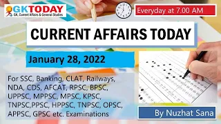 28 January 2022 | Current Affairs in English by GK Today | Current Affairs Today in English-2022