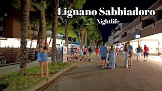 Lignano Sabbiadoro, Italy   Nightlife | Lignano Italy  Walking Tour - 4K