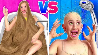 Problemas de cabello largo VS cabello corto | Momentos divertidos con cabello grueso vs cabello fino