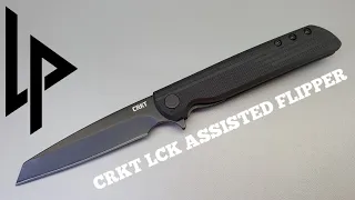 CRKT Matthew Lerch LCK assisted flipper black reverse tanto blade in GRN handles