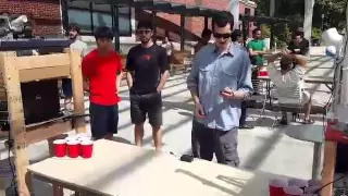 Beer Pong Robot Shooting at Final Competition