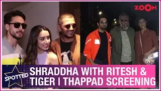 Shraddha with Riteish and Tiger | Taapsee, Ayushmann, Rakul & others at Thappad screening | Spotted