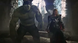 Avengers vs Chitauri Army - Hulk Punches Thor - Final Battle Scene - Movie CLIP