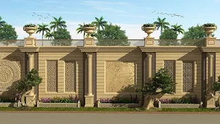 Residential Boundary wall design || Boundary wall design with gate || #njstudiomoradabad