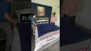 OFF GRID KID helps turn Blanket into Pillow🤩.  #blanket #offgrid #shorts #subscribe