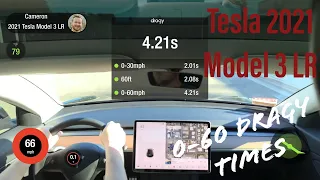 Tesla Model 3 Refresh LR 0-60 Time with Dragy