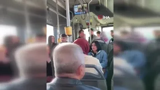 Otobüste kadınların boş koltuk tartışması kamerada