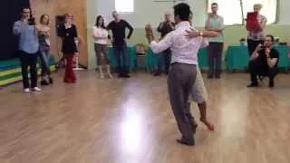 Sebastián Achaval and Roxana Suarez - Enrosques, argentine tango lesson (2014 Riga Tango Fiesta, LV)