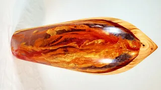 "The Flame"  Wood turning, Cherrywood and resin on lathe. Fight child trafficking at ArtForOUR.org
