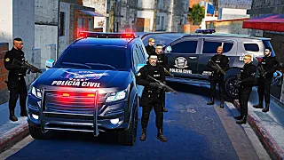 OPERAÇÃO DA POLÍCIA CIVIL - GARRA INVADE BARRACO BOMBA | GTA 5 POLICIAL