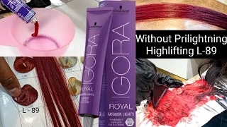 How to Red Violet Schwarzkopf L- 89 Hair Color || Direct And Prilightning Full Practical|| Salonfact