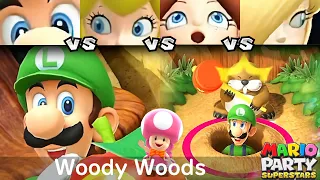 Mario Party Superstars Luigi vs Peach vs Daisy vs Rosalina in Woody Woods