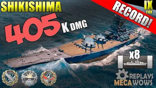 DAMAGE RECORD! Shikishima 2 Kills & 405k Damage | World of Warships Gameplay 4k