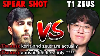 Spear Shot GAPS THE F*** out of  T1 Zeus & Dantes calls him "Autistic Feeder" and reports Zeus