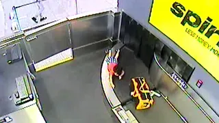 Toddler goes for wild, terrifying ride on baggage conveyor belt at Atlanta airport