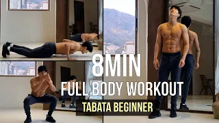 Full Body Workout at Home Beginners 8MIN TABATA (lose belly fat) 타바타 운동 8분 홈트레이닝 (초급자)