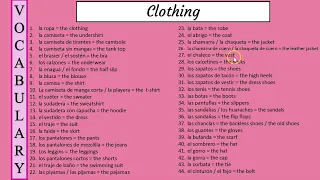 The clothes in Spanish | Items for clothing Vocabulary