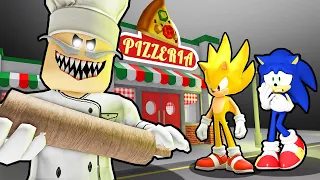 SONIC AND SUPER SONIC VS ESCAPE PAPA PIZZA PIZZERIA IN ROBLOX