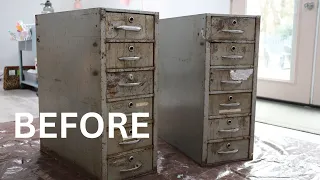 BEFORE & AFTER: Pretty Metal Cabinet Makeover! - Thrift Diving