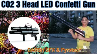 3Head LED Confetti Cannon Gun,Pyro Shot Gun,Smoke Gun,Confetti Paper Gun,कागज, पायरो,धुआँ वाली बंदूक