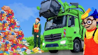 The Kids learn to recycle with a real garbage truck and a tractor ♻🚜