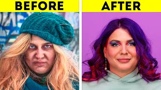 Superb Makeup And Hair Hacks || Amazing homeless transformation!