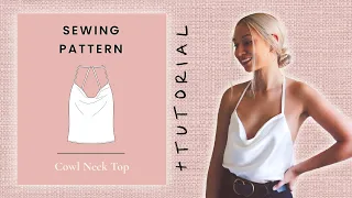 COWL NECK CAMI TUTORIAL + Patterns Now Available Size 0-12 // How to Sew a Cowl Neck Top