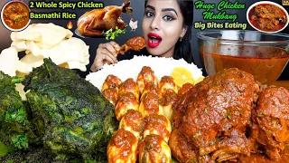 ASMR Eating Spicy Hyderabadi Whole Green Chicken,Egg Curry,Steamy Rice Big Bites ASMR Eating Mukbang