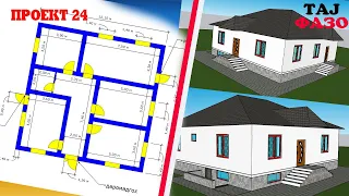 ПРОЕКТ 24 НАКШАИ ХОНАИ 4 ХУЧРАГА + КУХНИ  БАНЯ