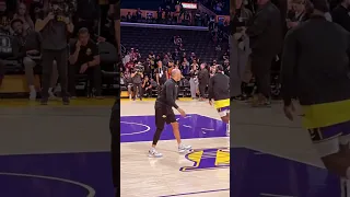 Lebron James practicing the skyhook pre game workout at crypto .com arena