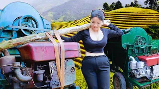 Full Video Mechanic Girl repairs and restore oil-powered rice threshing machines, Genius Girl repair